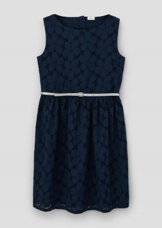s.Oliver Kleid mit Broderie Anglaise - navy