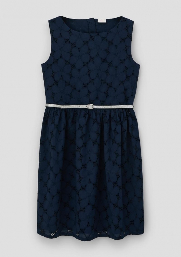 s.Oliver Kleid mit Broderie Anglaise - navy