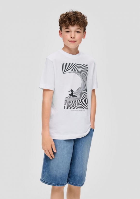 s.Oliver Baumwollshirt mit Frontprint - weiß