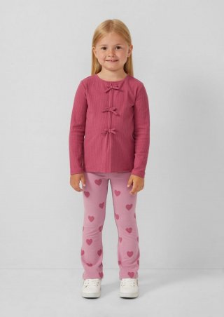 s.Oliver Flared-Leggings mit Glitzerbund und Print - zartrosa