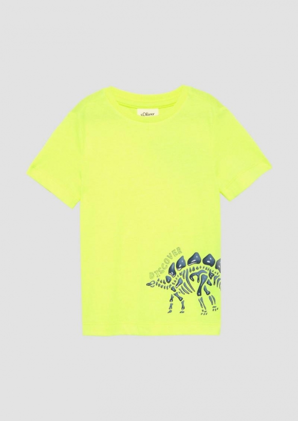 s.Oliver Weiches Baumwoll-T-Shirt mit Silicon-Print - neon