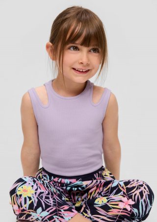 s.Oliver Geripptes Top mit Cut-out-Details - lavendel