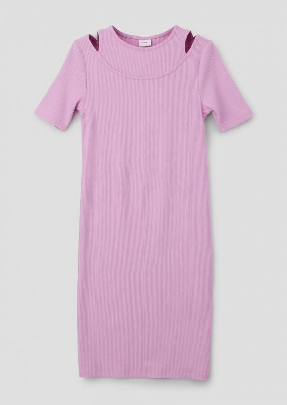 s.Oliver Rippkleid mit 2-in-1-Effekt - rosa