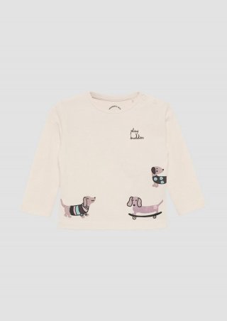 s.Oliver Langarmshirt mit Glitzerprint - helles sand