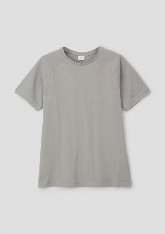 s.Oliver T-Shirt mit Mesh-Ärmeln - taubengrau