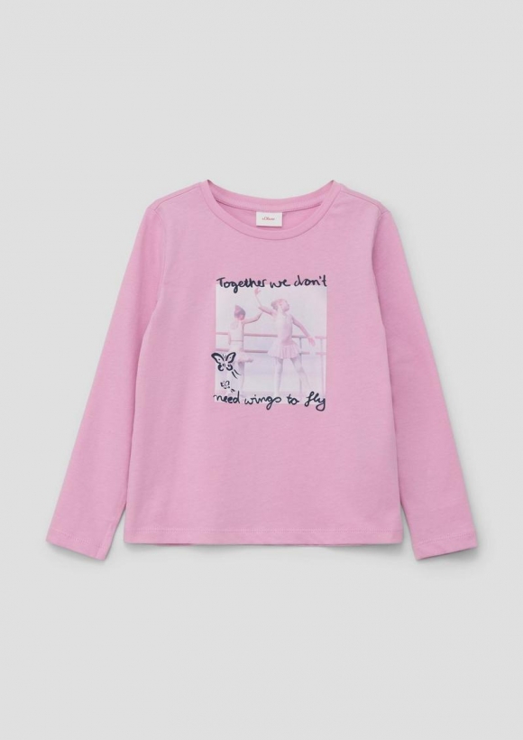 s.Oliver Langarmshirt aus Baumwolle mit Fotoprint - rosa