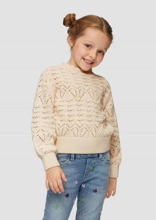 s.Oliver Loose-Fit-Pullover mit Ajour-Muster - helles sand