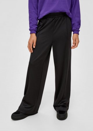 s.Oliver Loose: Jersey-Hose mit Wide Leg - schwarz