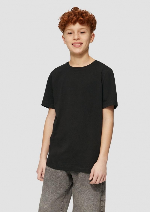 s.Oliver T-Shirt aus Baumwolle mit kleinem Schriftprint - schwarz