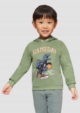 s.Oliver Kapuzen-Sweatshirt mit gummiertem Print - hellgrün