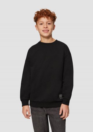 s.Oliver Unisex Sweatshirt mit Rippbündchen und Print - schwarz