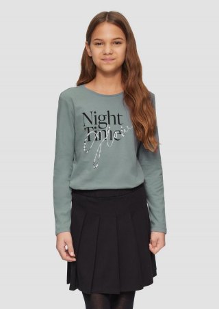 s.Oliver Print-Shirt mit Schmucksteinen - blassblau