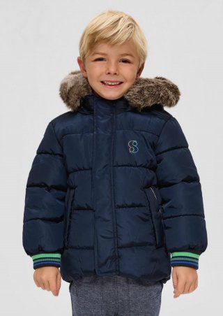 s.Oliver Steppjacke mit abnehmbarem Kunstfell - navy