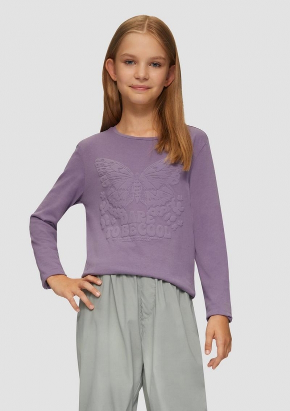 s.Oliver Langarmshirt mit Foam-Print - flieder