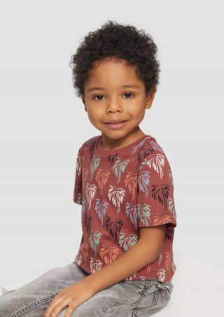 s.Oliver T-Shirt aus Baumwolle mit All-over-Print - rostrot