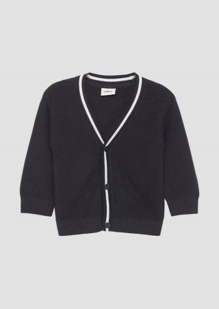 s.Oliver Festliche Baumwollmix-Strickjacke mit V-Ausschnitt - navy
