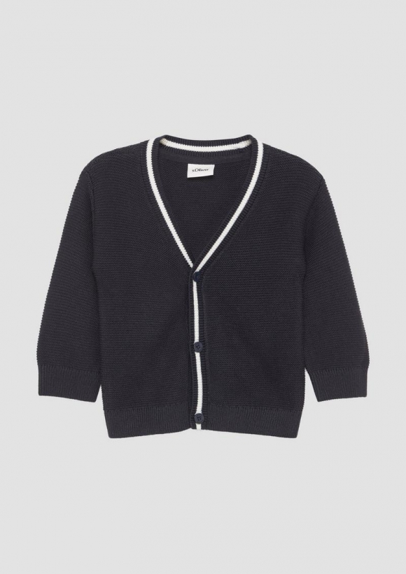 s.Oliver Festliche Baumwollmix-Strickjacke mit V-Ausschnitt - navy