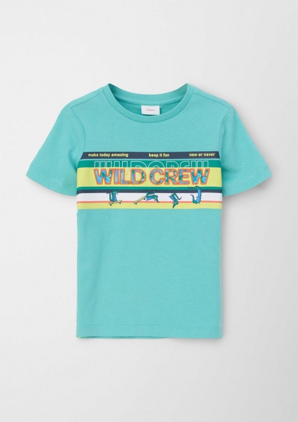 s.Oliver Jerseyshirt mit Statement-Print - türkis