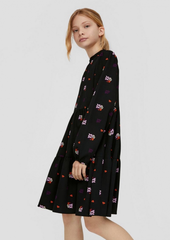 s.Oliver Crêpe-Kleid mit Raffung - schwarz