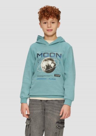 s.Oliver Wärmender Sweatshirt-Hoodie mit Frontprint - türkisblau