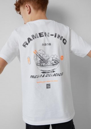 s.Oliver T-Shirt aus Baumwolle mit Rückenprint - weiß
