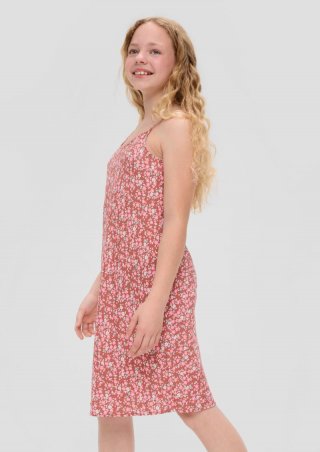 s.Oliver Kurzes Kleid mit floralem Muster - rubinrot
