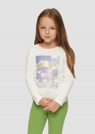 s.Oliver Langarmshirt mit glitzerndem Frontprint - ecru