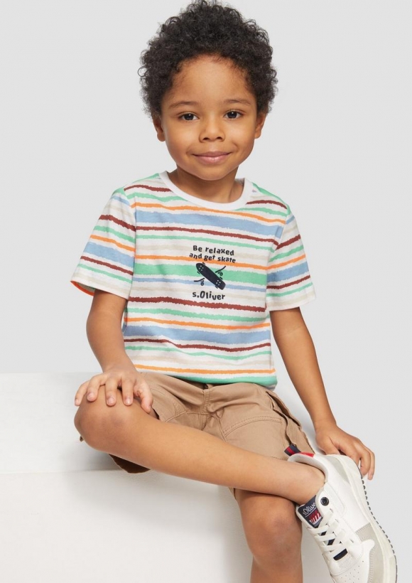 s.Oliver T-Shirt mit All-over-Print - weiß