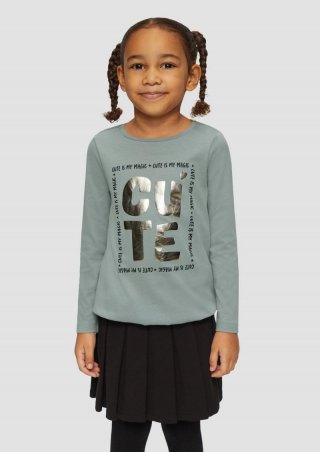 s.Oliver Langarmshirt mit Foil-Print und Gummibund - blassblau