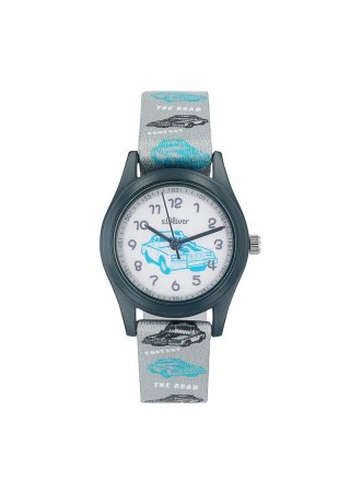 s.Oliver Armbanduhr mit Textilband - blau