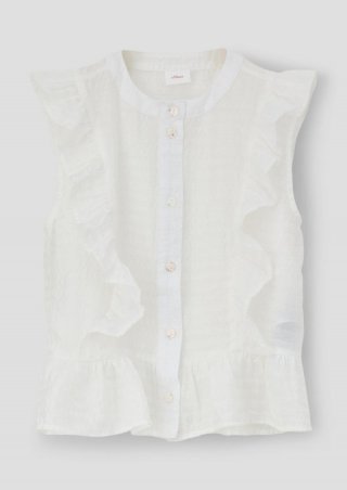 s.Oliver Volantbluse aus Viskosemix - ecru