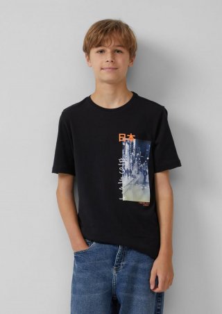 s.Oliver T-Shirt aus Jersey mit Frontprint - schwarz
