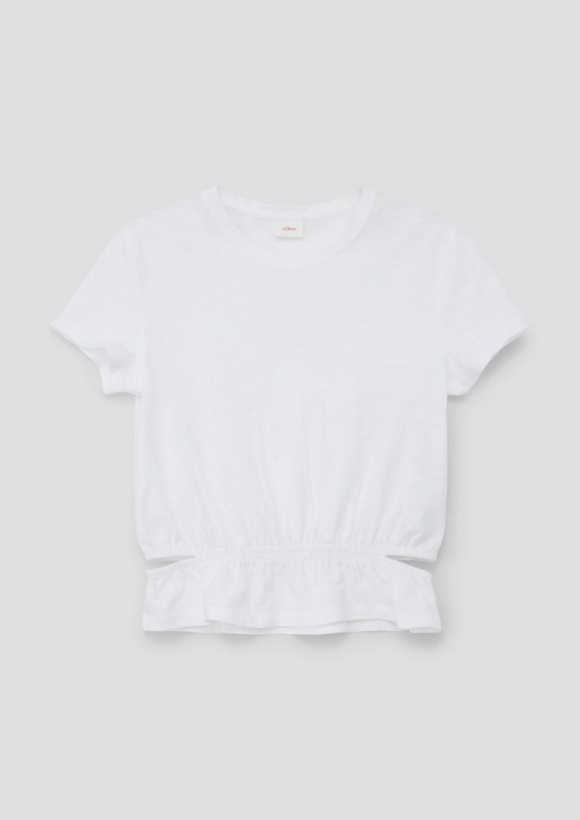 s.Oliver T-Shirt mit Flammgarn-Struktur - weiß