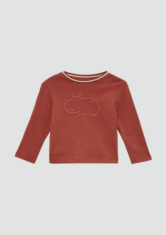 s.Oliver Longsleeve mit 3D-Effekt - rubinrot
