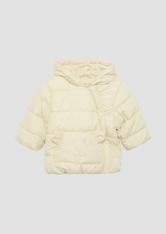 s.Oliver Wattierte Jacke mit Fleece-Futter und Bären-Motiv - helles sand