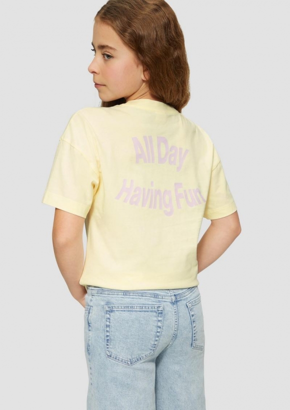 s.Oliver Boxy-T-Shirt mit Rückenprint - creme