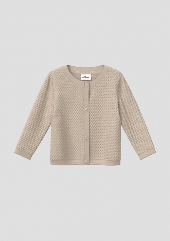 s.Oliver Unisex Strickjacke mit Strukturmuster - helles beige