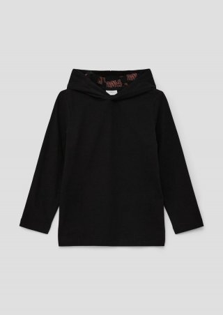 s.Oliver Longsleeve mit gefütterter Kapuze - schwarz