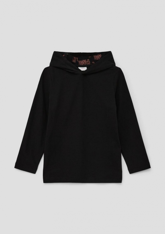 s.Oliver Longsleeve mit gefütterter Kapuze - schwarz
