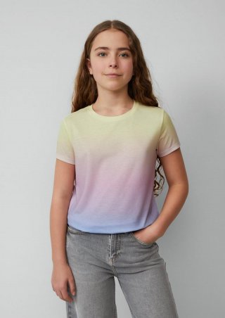 s.Oliver T-Shirt im Loose Fit mit Farbverlauf - helles zitrone