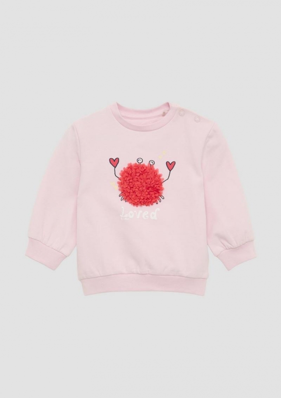 s.Oliver Sweatshirt aus Baumwollmix mit Chiffon-Applikation - zartrosa