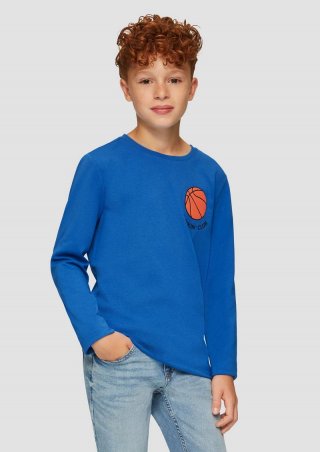 s.Oliver Langarmshirt mit gummiertem Print - royalblau