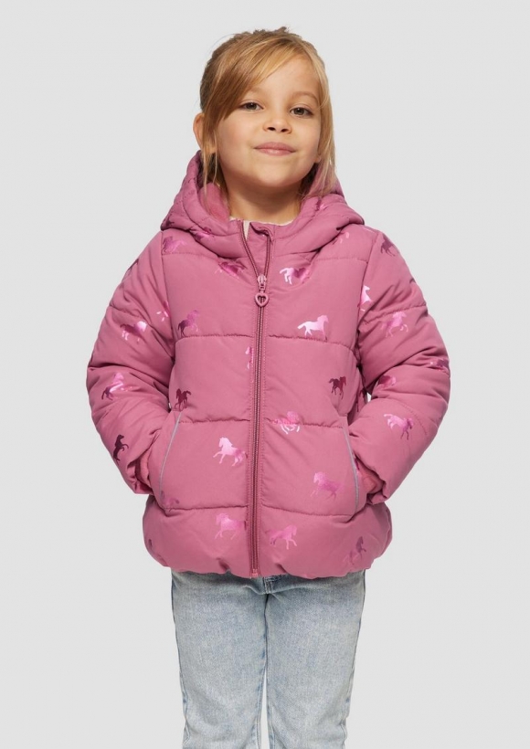 s.Oliver Steppjacke mit schimmerndem Print und Fleecefutter - pink