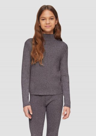 s.Oliver Strickpullover mit Metallic-Effekt und Stehkragen - flieder