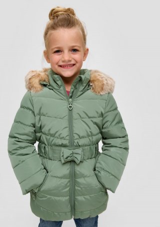 s.Oliver Steppjacke mit abnehmbarem Kunstfell - salbeigrün