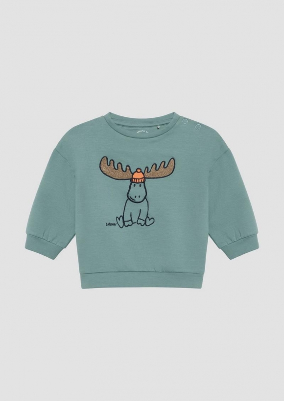 s.Oliver Sweatshirt mit Print und Stickerei - türkisblau