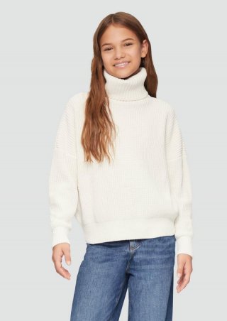 s.Oliver Strickpullover mit Rollkragen im Relaxed Fit - helles sand