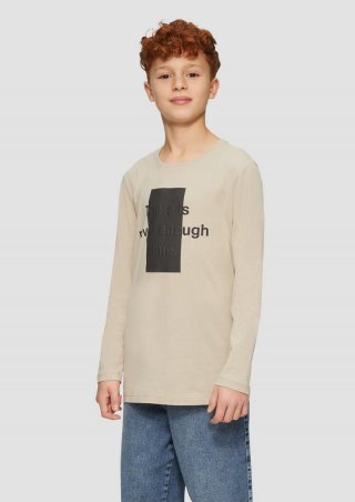 s.Oliver Jersey-Longsleeve mit gummiertem 3D-Print - beige