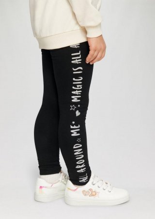 s.Oliver Wärmende Leggins mit Glitzer-Print - schwarz