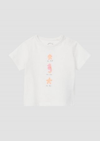 s.Oliver T-Shirt aus Baumwolle mit Glitzerprint - weiß